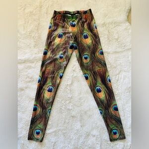 Bambam Peacock Green & Blue Yoga Pants Tights Leggings Size Medium